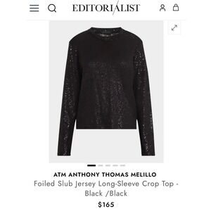 ATM Anthony Thomas Melillo Slub Jersey Long-Sleeve Tee Charcoal Black,–‎ Size S